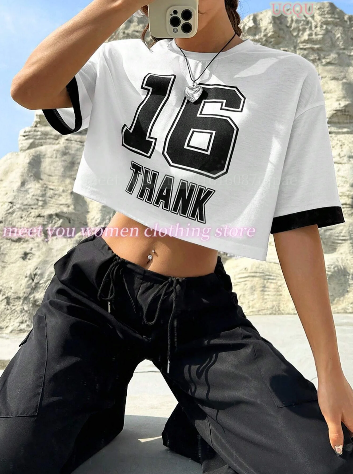 

THANK NO.16 Print Woman T Shirt Girl Oversize Daily Tops Female Creativity Sport tshirt T-Shirt Casual Women oversize blouse