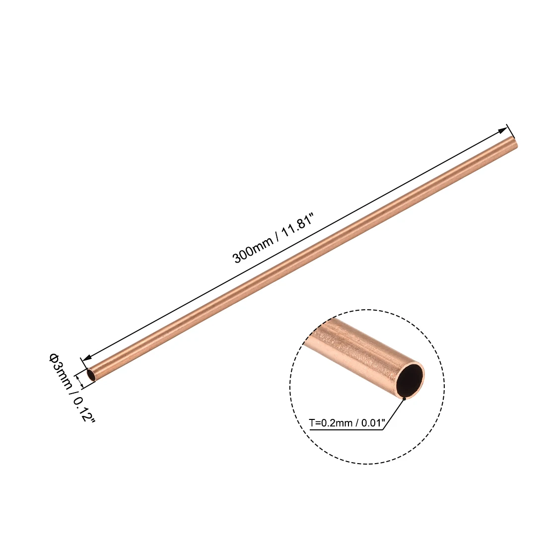 Uxcell 1 pz tubo tondo in rame 3mm-10mm OD, 300mm lungo tubo dritto tubi per progetti fai da te Hobby artigianato modello di edificio ecc
