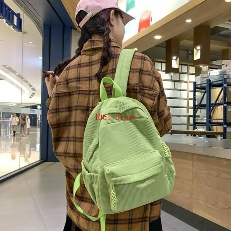 

Школьный рюкзак, однотонная сумка на плечо, большая вместимость, сумки для книг для девочек, студент, вельветовый рюкзак, сумки