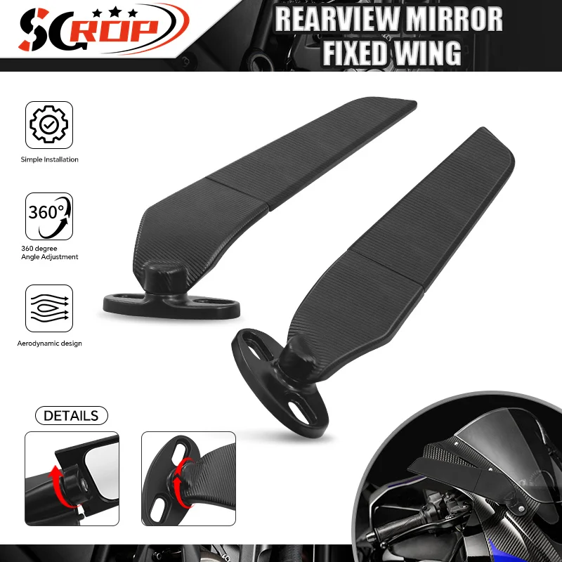 

For M1000RR 23-24 S1000RR HP4 14-24 Motorcycle Modified Wind Wing Mirrors Adjustable Rotating Rearview Mirror m1000rr s1000rr