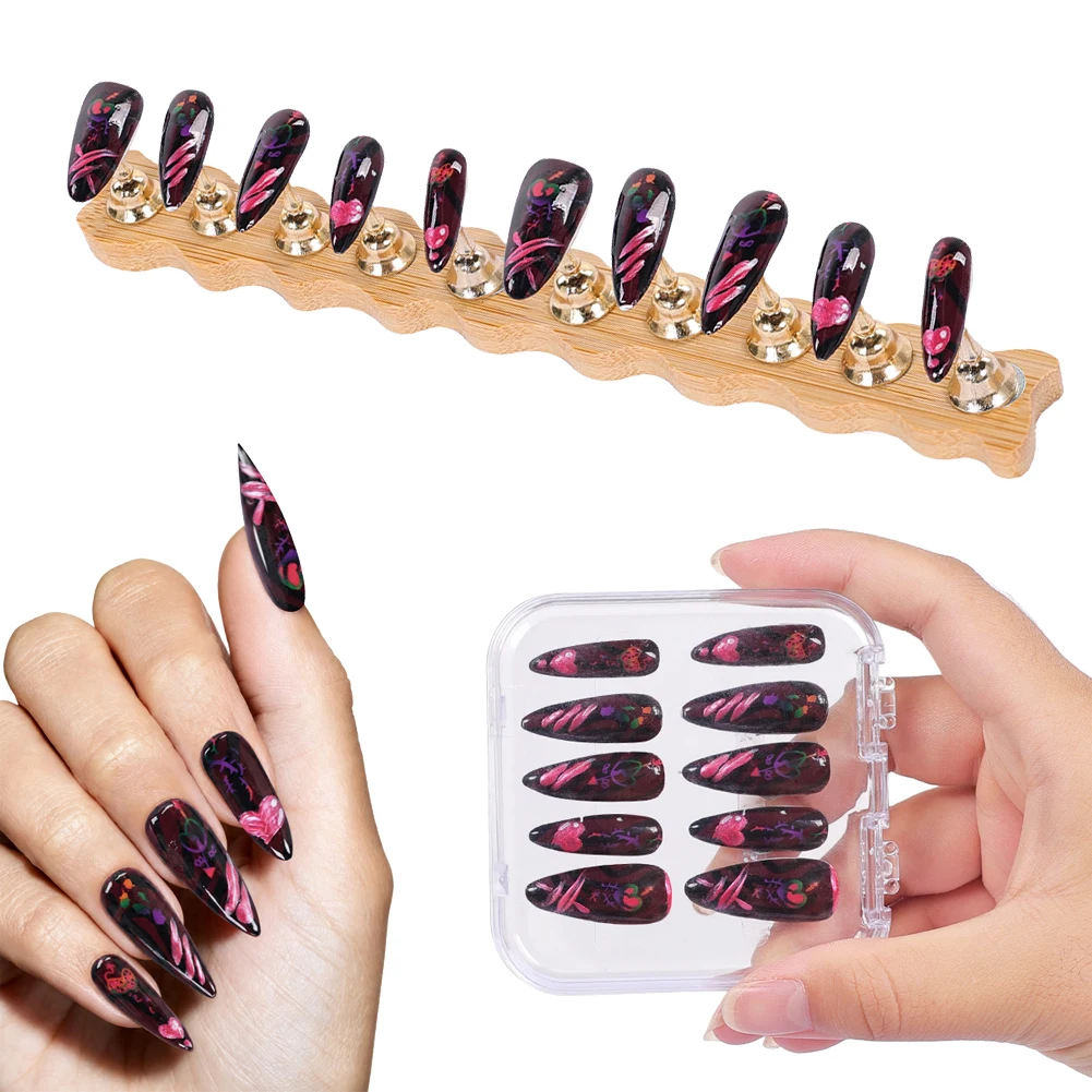 Cosplay Prop Painting - Uñas Postizas Negras y Rojas de