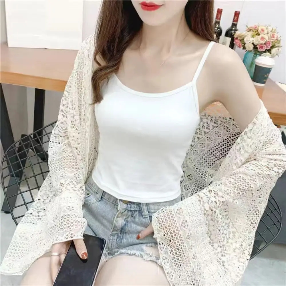 

Korean Style Seamless Sleeveless Vest Slim Fit Sweet Lace Flower Crop Top Undershirts Square Neck Camisole for Women Girl