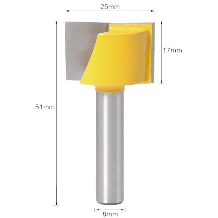 8mm Shank Cutting Diameter 16 18 20 22 25mm Wood Milling Plaining Cutter Woodworking Router Bits for Carving Engraving Machine