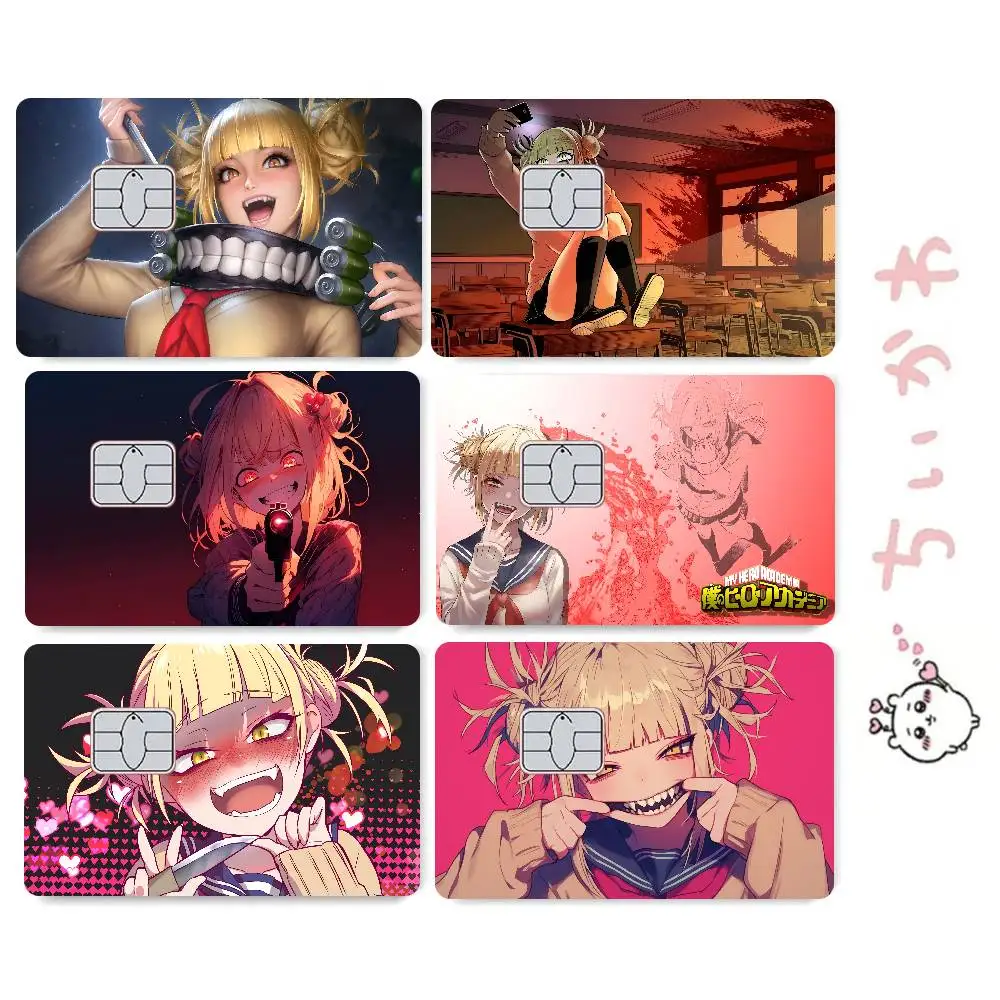 Personajes de Anime t-toga h-himiko pegatinas de piel de tarjeta de crédito de dibujos animados para tarjeta bancaria autobús Metro tarjeta pegatina impermeable regalo de mujer