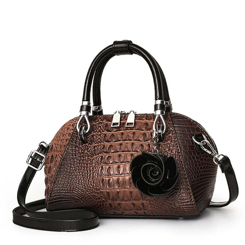 Luxury Alligator Handbags  Big Capacity PU Leather Flowers Crossbody Shoulder Bags for Women Messenger Ladies Shoulder Bag