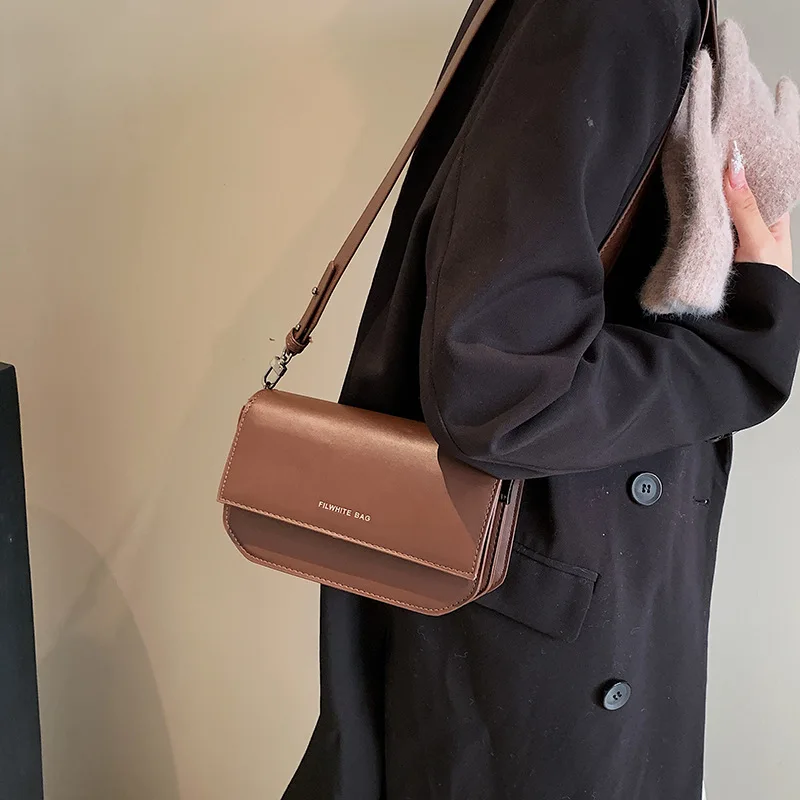 Women's Shoulder Bag PU Leather High-end Small Square Bag Niche Light Luxury Crossbody Street Fashion Commuter Shopping Trend