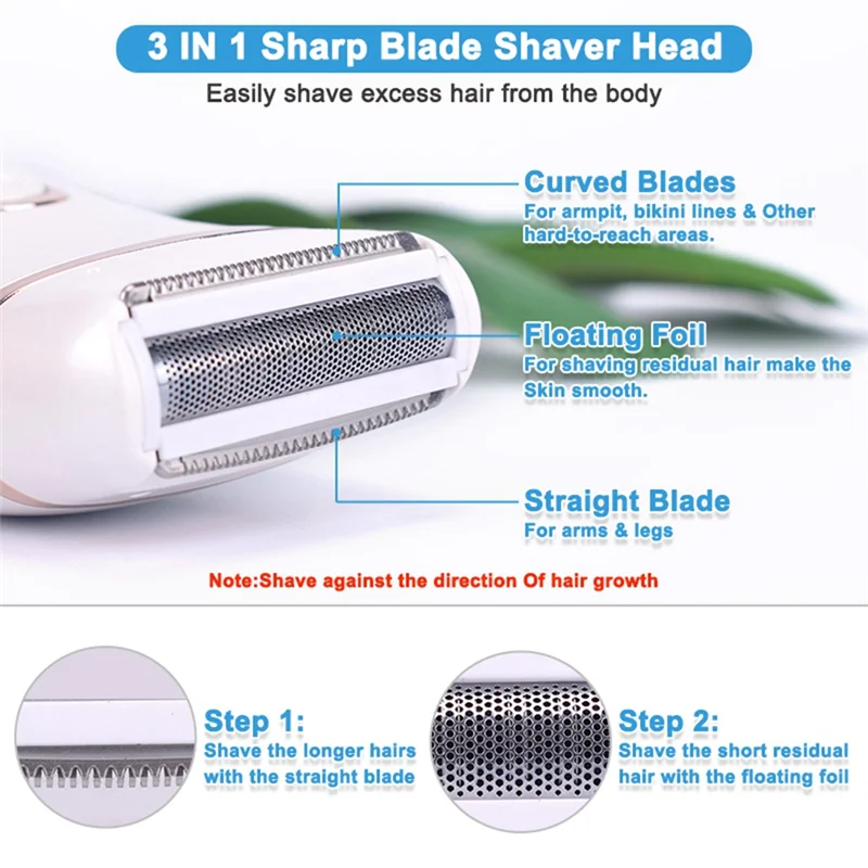 Hair removalElectric Shave Ladies Shave USB Rechargeable Bikini Trimmer for Whole Body Waterproof LCD Display Wet and Dry Use