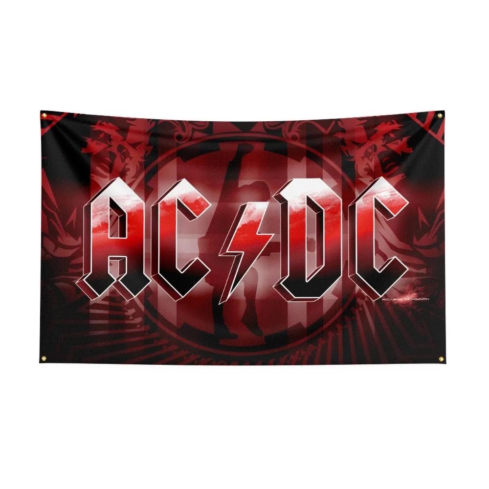 3X5Ft AC/DC Band Flag Polyester Digital Printing Music Memorabilia Banner For Decor