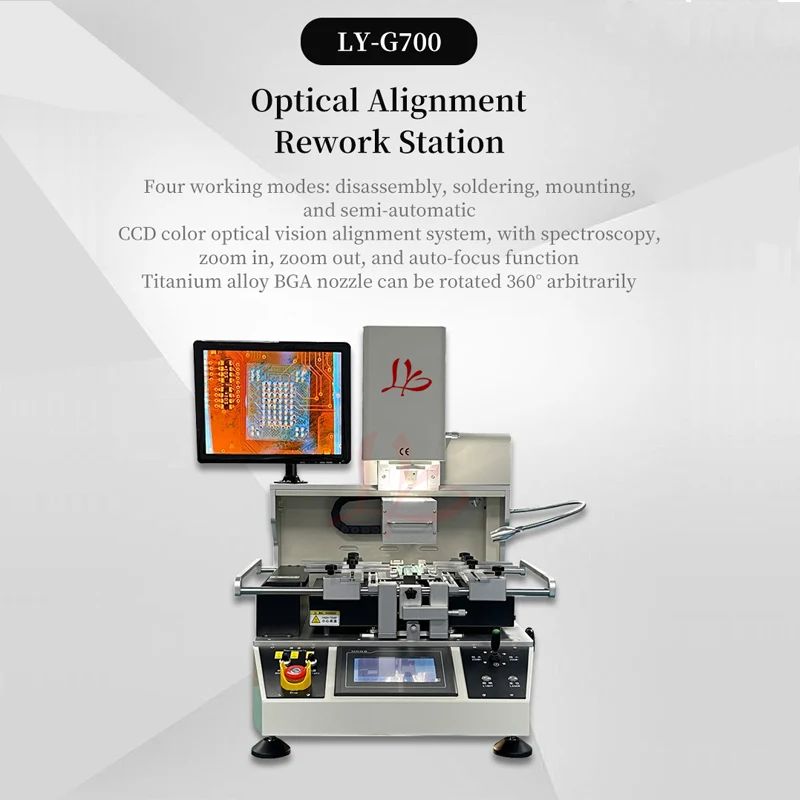 

New 2025 Re-make Version LY-G700 Hot Air 3 Zones Optical Align BGA Rework Station 220V 110V Power 5300W