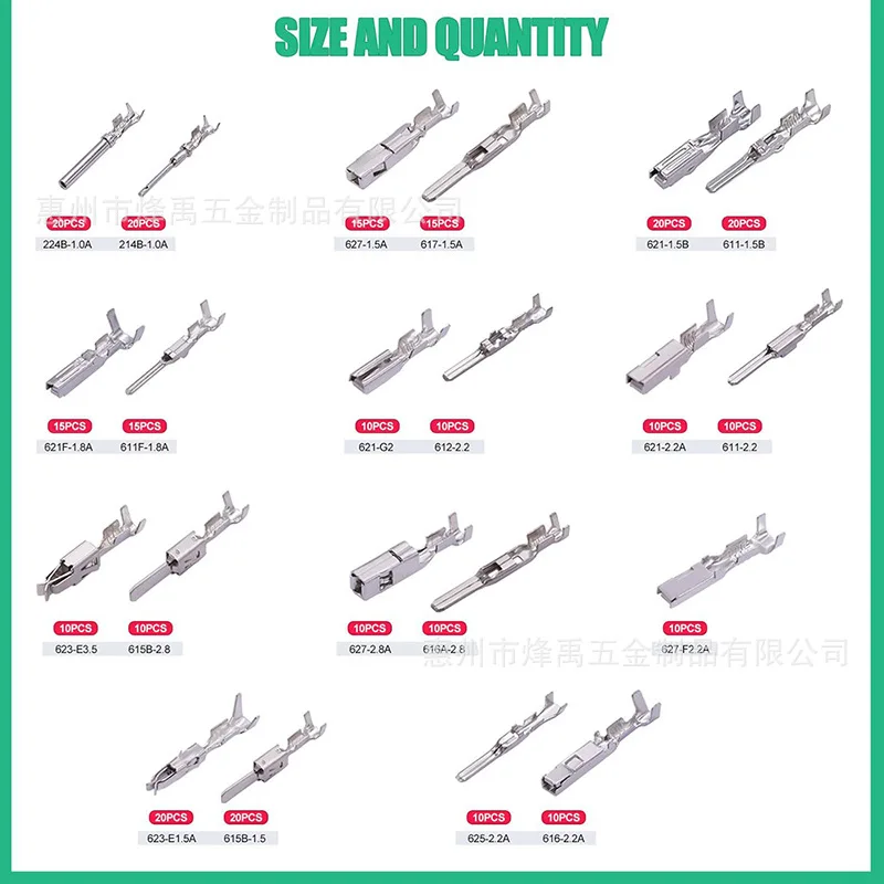 290Pcs Automotive Connector Terminal Pins Kit, 1‑3.5mm Male Female Crimp Wiring Terminals Wire Harness Plug Accessories