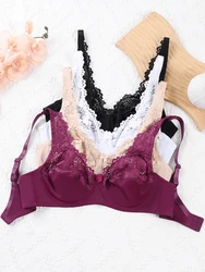 Womens Lace Bras Ladies Floral Unpadded Sexy Lingerie Underwire Plus Size Brassiere Tops Underwear B C D DD E F Cup