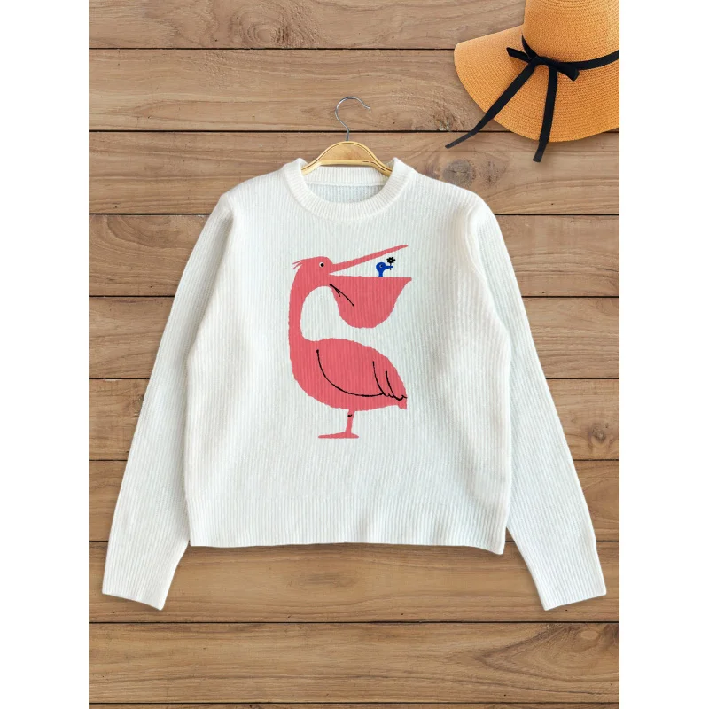 

Red-billed Trogon Print Knit Cardigan Women's Autumn Winter Button-Up Sweater, Loose Fit, Warm Casual Fashion Gift