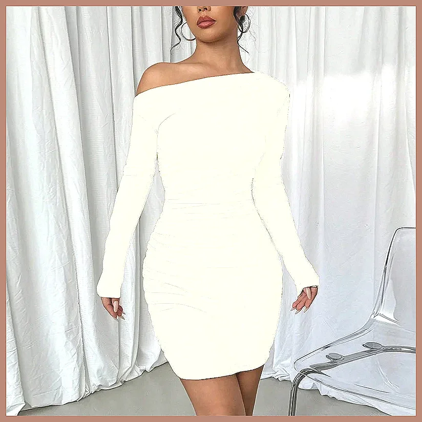 Elegante Abito da Sera Mini Bodycon da Donna per Feste Autunno 2025 a Maniche Lunghe (78)