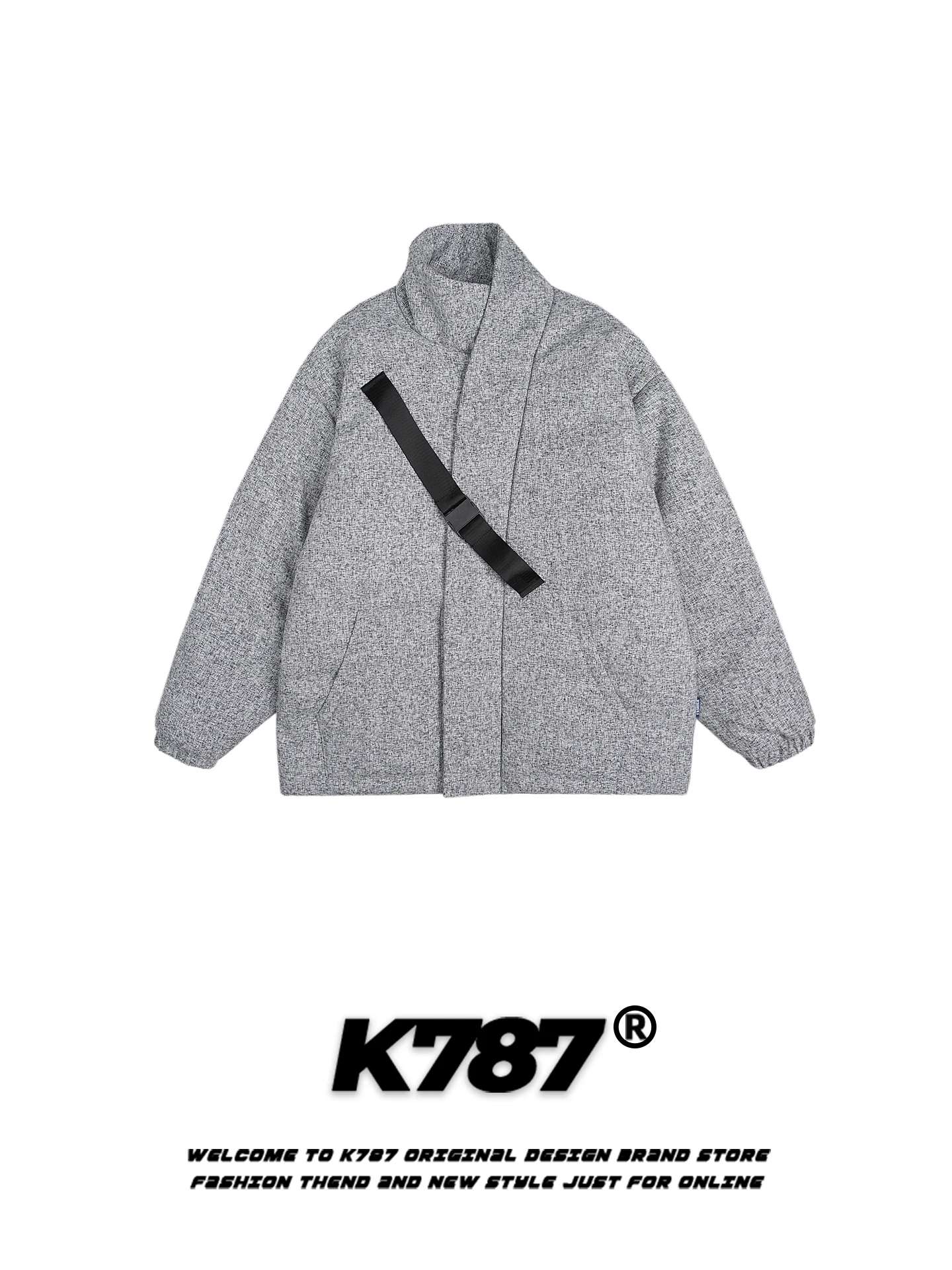 

K787 American Retro Design Stand Collar down Jacket Thickened Duck down Men's Warm Winter Outerwear Casual Style Zipper Closure