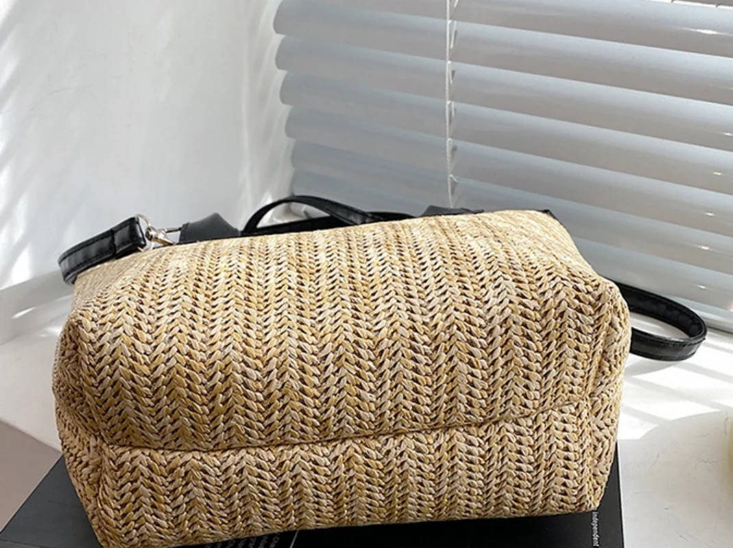 Déterminer sac tissé, sac pour femmes, sac personnalisé initié en paille tissée, sac à provisions, sac à bandoulière de plage