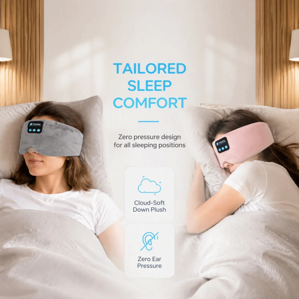 Ultra-thin Speaker Sleep Eye Mask Soft Adjustable Wireless Headphones Washable Light Blocking Wireless Sleep Mask Side Sleeper