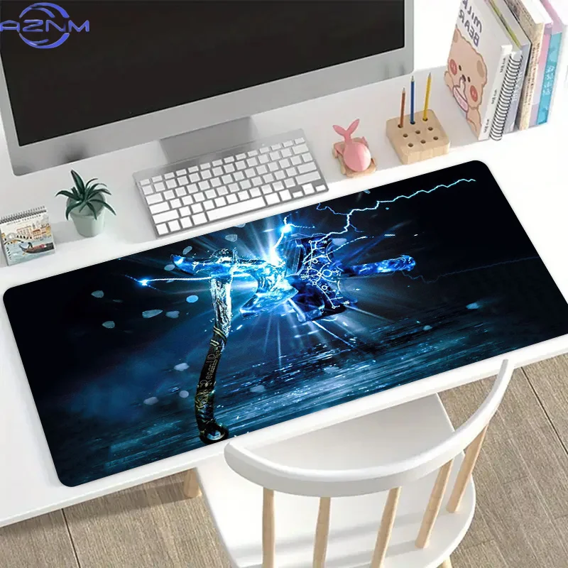 Viking Blue Battle Axe and Hammer Collide Design Mouse Pad - Durable Anti-Slip Surface for Office, Laptop, and Gaming Setup, Ide