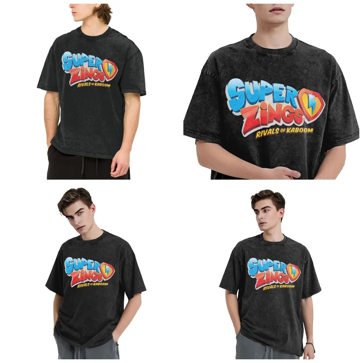 Streetwear T-Shirts Superthings Washed T Shirt Short Sleeve Hip Hop T-Shirt Tops Tees for Men Women