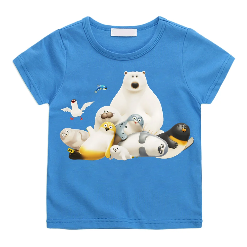 

Футболки SEALOOK SHOP с мультяшным принтом, милая футболка из 100% хлопка, детская футболка с круглым вырезом и рисунком для мальчиков и девочек, кавайная футболка