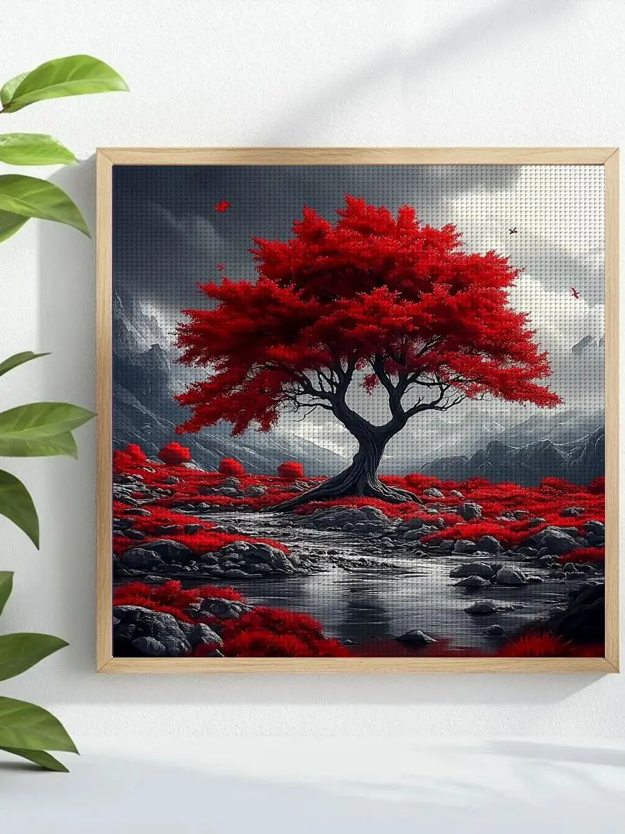 ThreadLux Kreuzstich-Set mit Faden, 40 x 40 cm/15,7 x 15,7 Zoll, leicht nachvollziehbar, ideales Geschenk für die Feiertage, dekoratives Kreuzstich-Set für die ganze Familie. – Detail 1