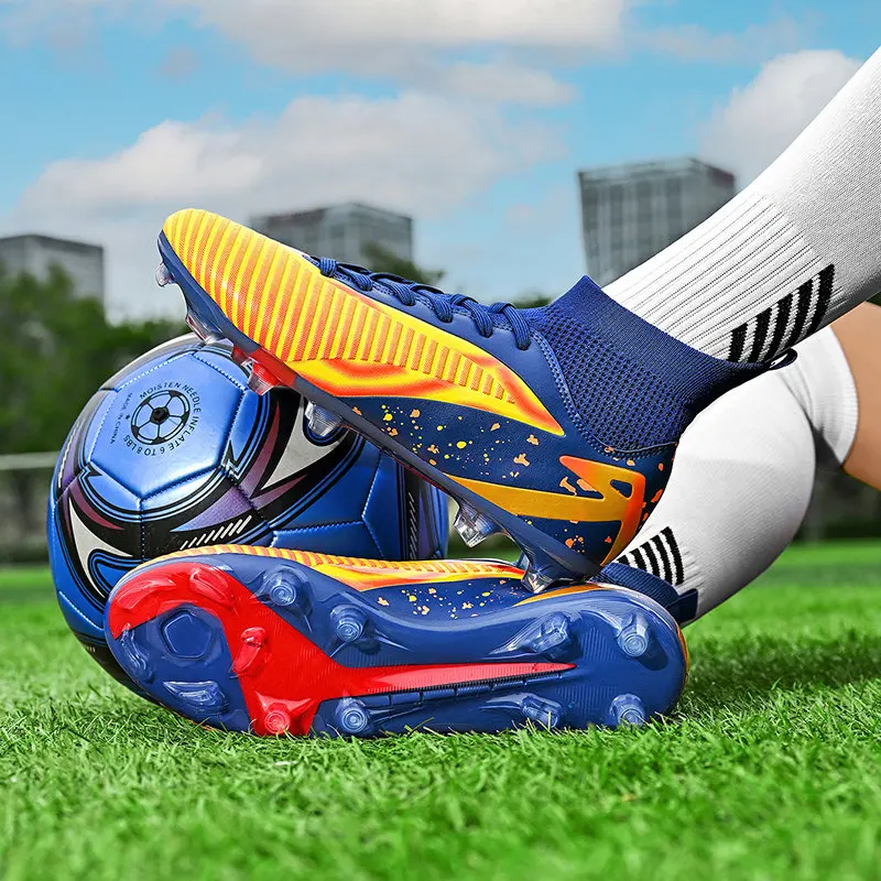 

Professional Football Sneakers Man Woman Trendy Quality Long Spikes Soccer Cleats Men Breathable Socks Futsal Shoes Trainers Men