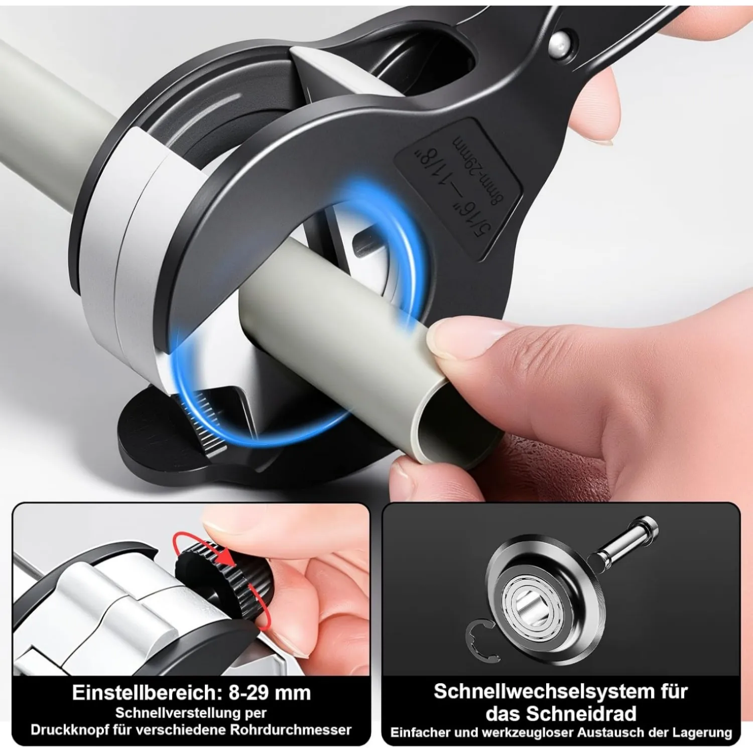 Pipe Cutter Set Ratchet Tubing Cutter Close Quarters Pipe Cutter with Deburring Tool Set for Copper Aluminum & PVC Plastic Pipes