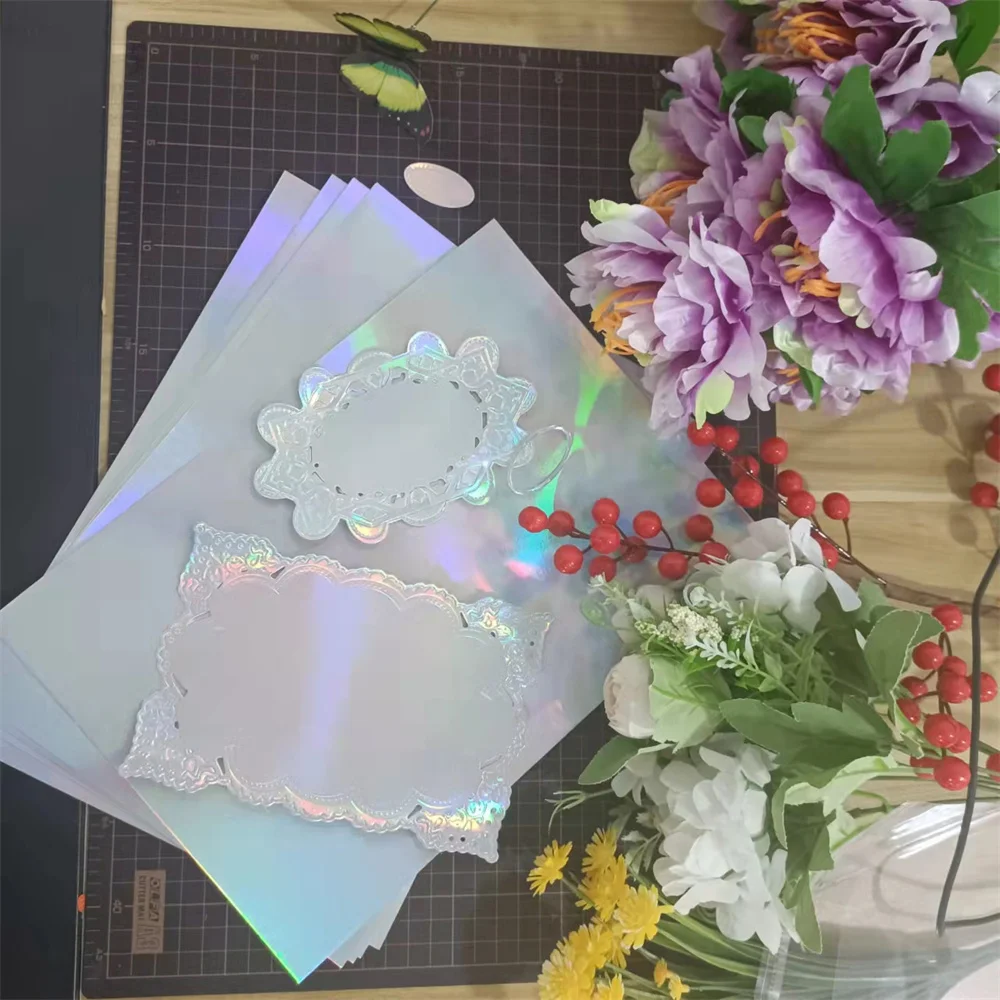 New 250gms A4 20cmx30cm Single -sided Bright Matte Laser Silver Rose Gold Six Colors Cut Paper for Cutting Dies  Matte Foil Card