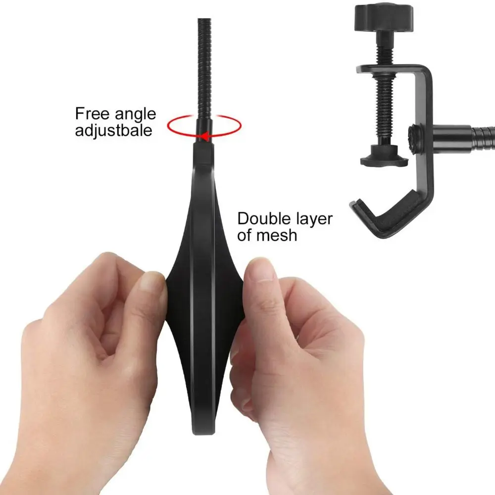 Round Shape Microphone Windshield Voice Isolation Flexible Gooseneck Microphone Pop Filter Noise Reduction Mic Wind Shield view 4