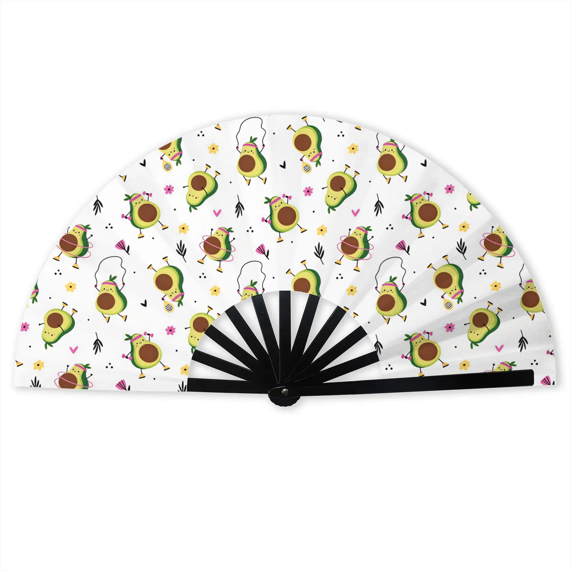 Kawaii Style Funny Avocado Traditional Folding Fan Chinese Style Mexican Ftyle High-Quality Fans Gift  Decorative Hand Fan