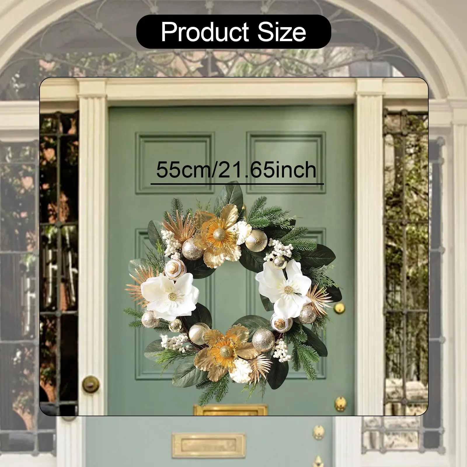 

Рождественский венок для входной двери, новогодний декор, подарок на новоселье, искусственный венок для дома, веранды, вечеринки, стены, для использования внутри и снаружи помещений
