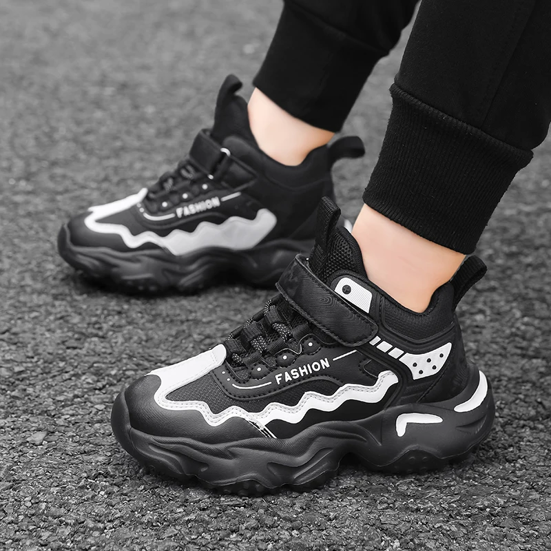 Fashion Children Sports Shoes Leather Comfortable Girls Boys Non-slip Running Shoes Outdoor Kids Casual Tennis Walking Sneakers