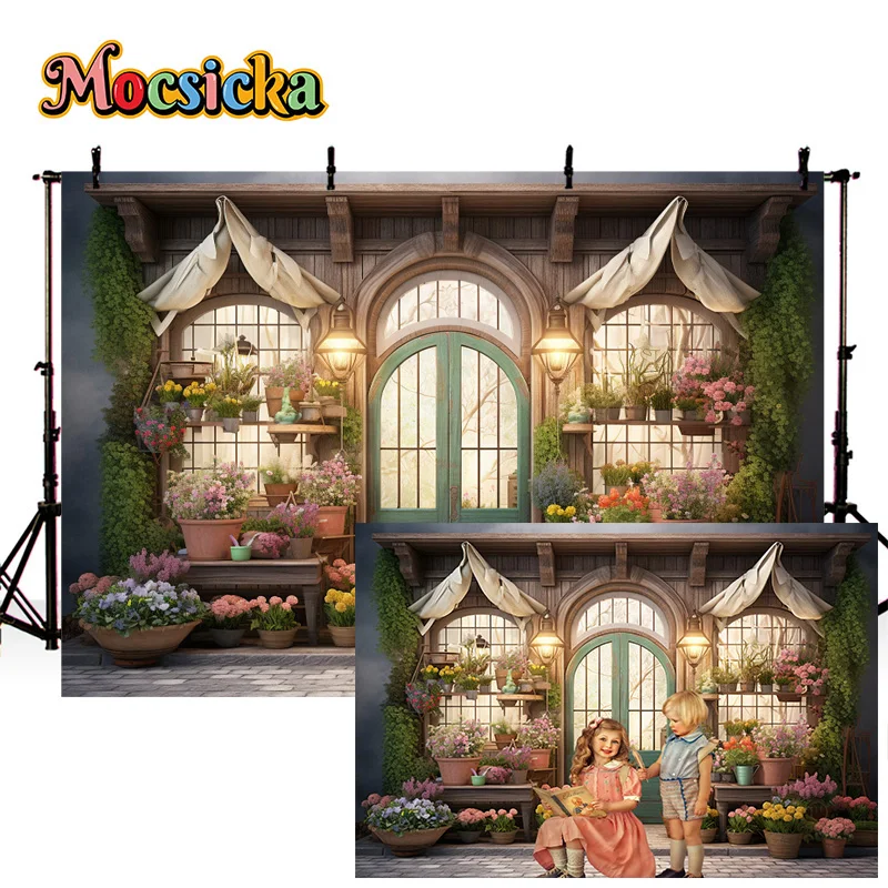 Mocsicka Spring Photography Backdrop Easter Decor Party Greenery Bunny Background Kids Happy Birthday Cake Smash Photo Props