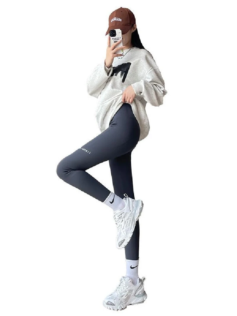 Cintura alta fce forrado bunda levantamento calças de yoga feminino ajuste apertado arca pele modelado exercício fitn calças