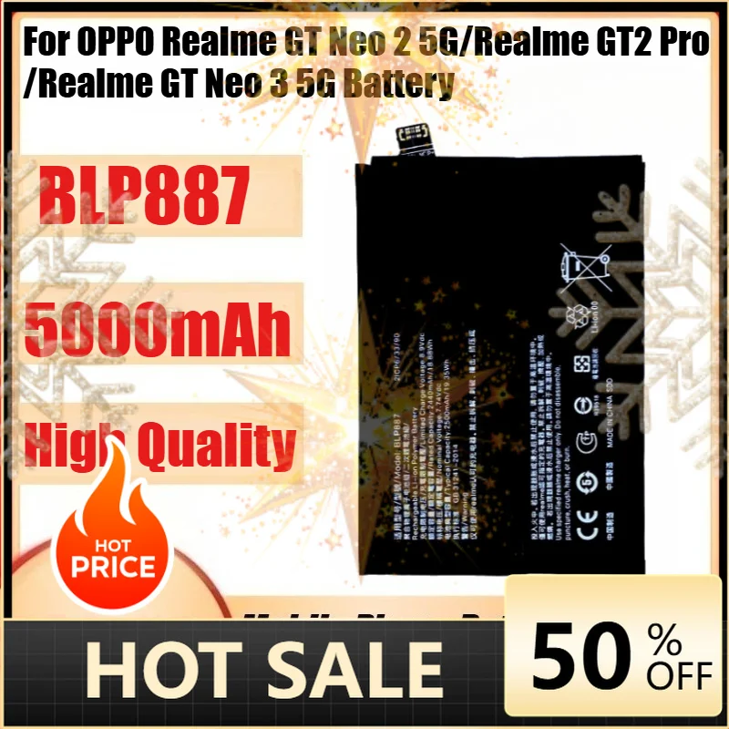 SWZY  BLP887 5000mAh 7.74V  Battery For OPPO Realme GT Neo 2 5G/Realme GT2 Pro /Realme GT Neo 3 5G Battery +Tools