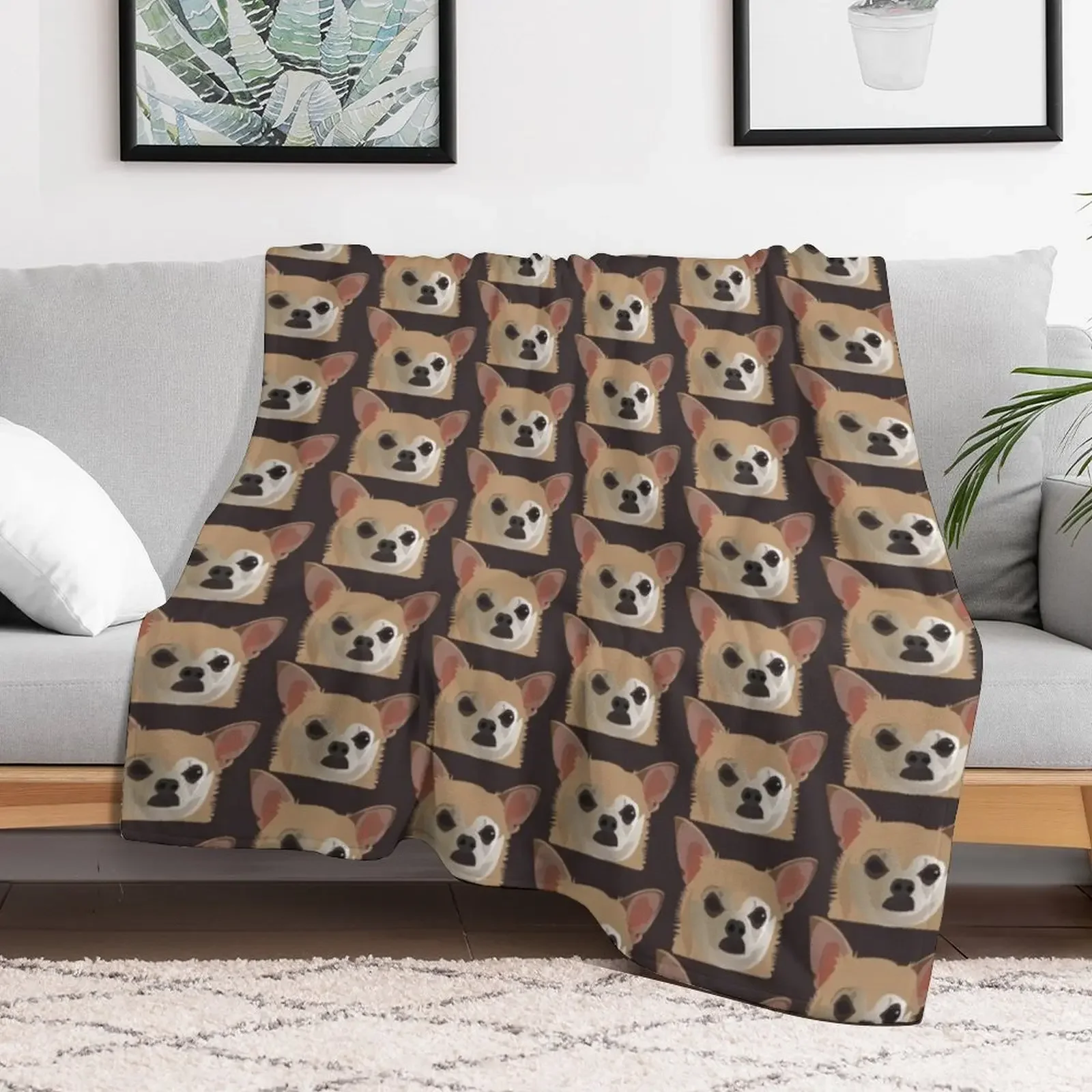 Pouting Chihuahua Throw Blanket Giant Sofa Thermal Cute Plaid Blankets