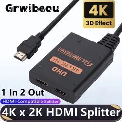 4K HDMI Splitter Adapter 1 in 2 Out HDMI Splitters 1 Male To Dual HDMI 2 Way Female Audio Video Splitter for Laptop TV Monitor