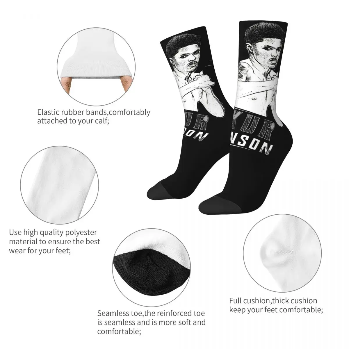 Men's Cool Shakur Stevenson Fighter Socks Warm Casual Boxing Boxer Socks High Quality Product Middle TubeStockings Little Gifts