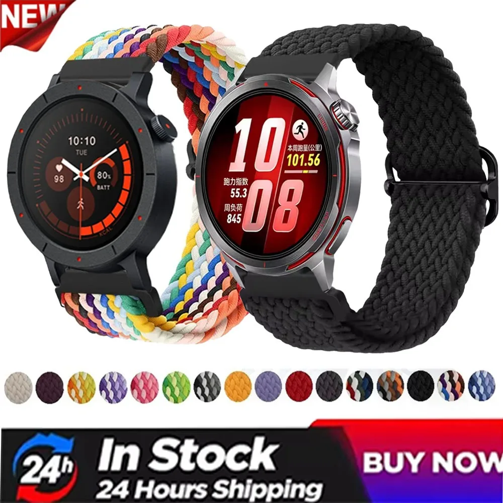 20/22mm Nylon-Armband für CMF Watch 3 Pro 2 1, Geflochtenes Atmungsaktives Verstellbares Armband für Huawei Watch GT Runner 2 Amazfit Active Max 3
