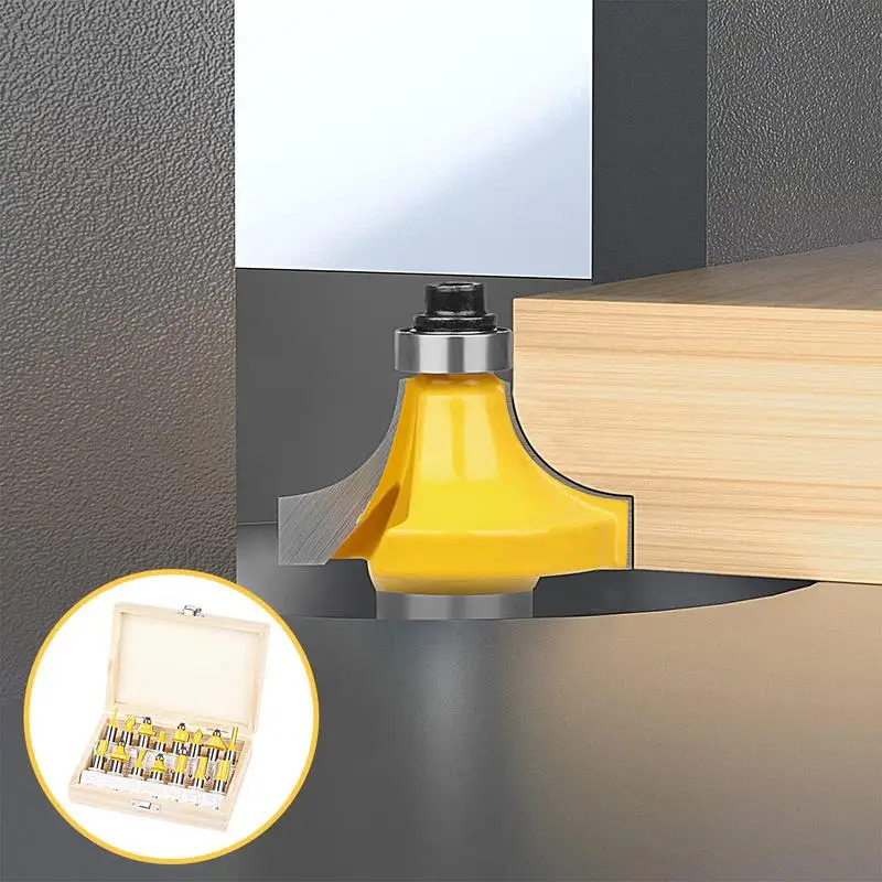 Mèche de routeur multifonctionnelle pour portes d'armoire, mèches de routeur portables avec boîte de rangement, longue durée, tige de 1/2 pouces, 15 pièces