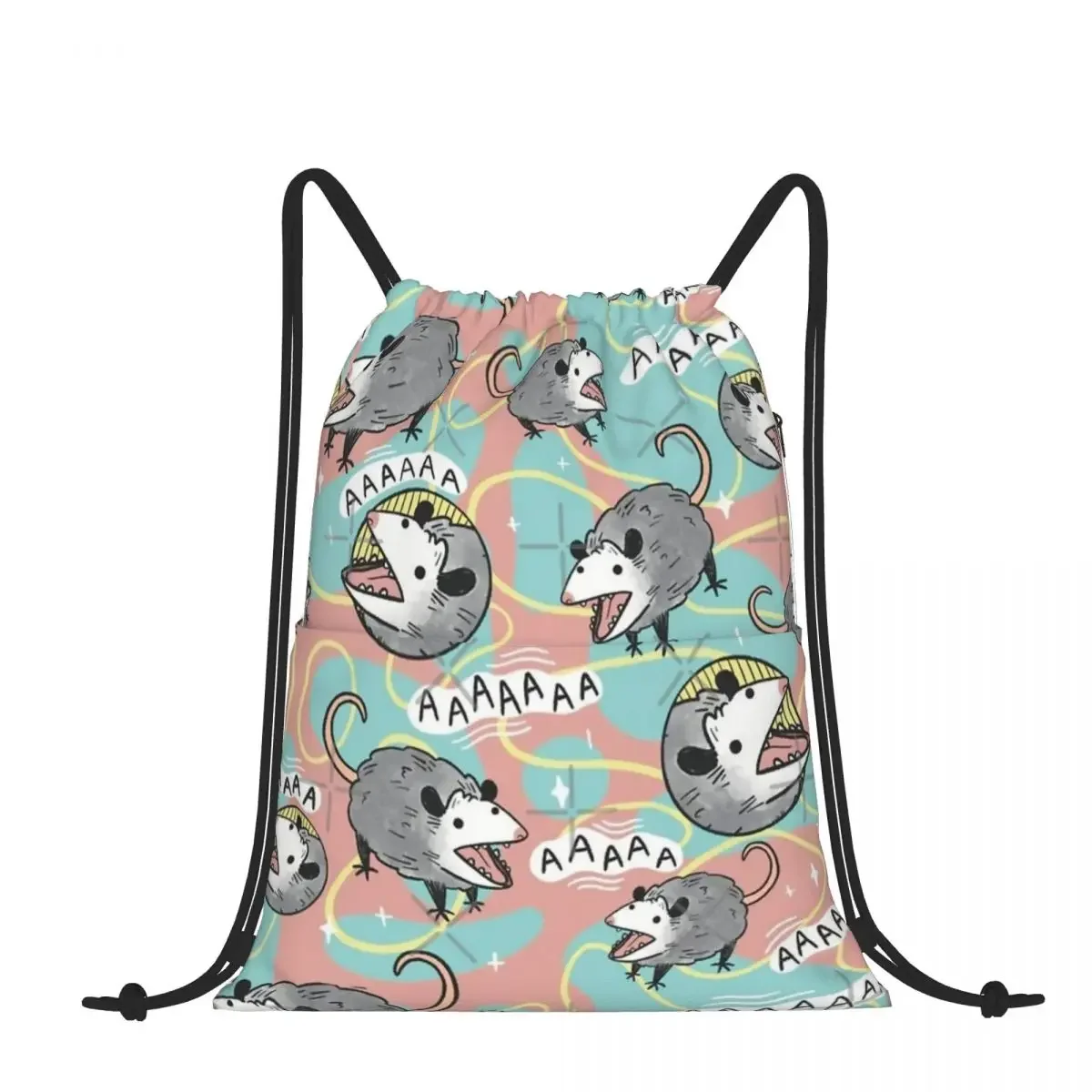 

Drawstring Backpack Opossum Screm Shoulder Bag Zipper Pocket Sports & Travel Hikes Portables Bag