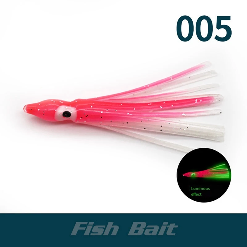 Soft Octopus Bait 100Mm Octopus Bait Squid Skirt Fishing Tackle Trolling Bait PVC Luminous Skirt Fishing Bait