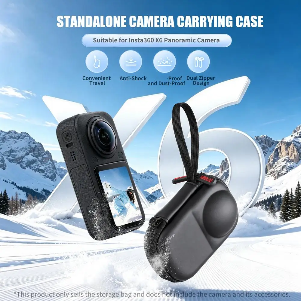 Carrying Case for Insta360 X6 PU Waterproof Storage Bag Shockproof Camera Protection Box Portable Travel Pouch