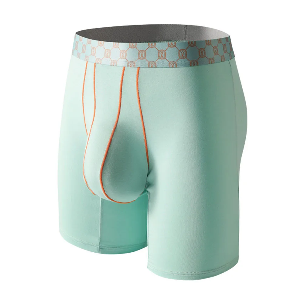 شورت بوكسر متوسط الارتفاع للرجال مع مقاس طويل الساق وحقيبة منتفخة لدعم محسّن ومواد رياضية سريعة الجفاف