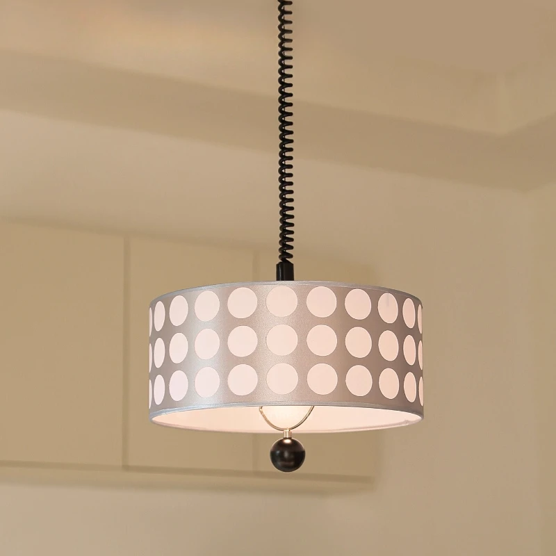

Bauhaus Silvery White Polka Dot Pendant Lights Rotundity Fabric Hanging Lamps Living Room Bedroom Kitchen Restaurant Chandelier