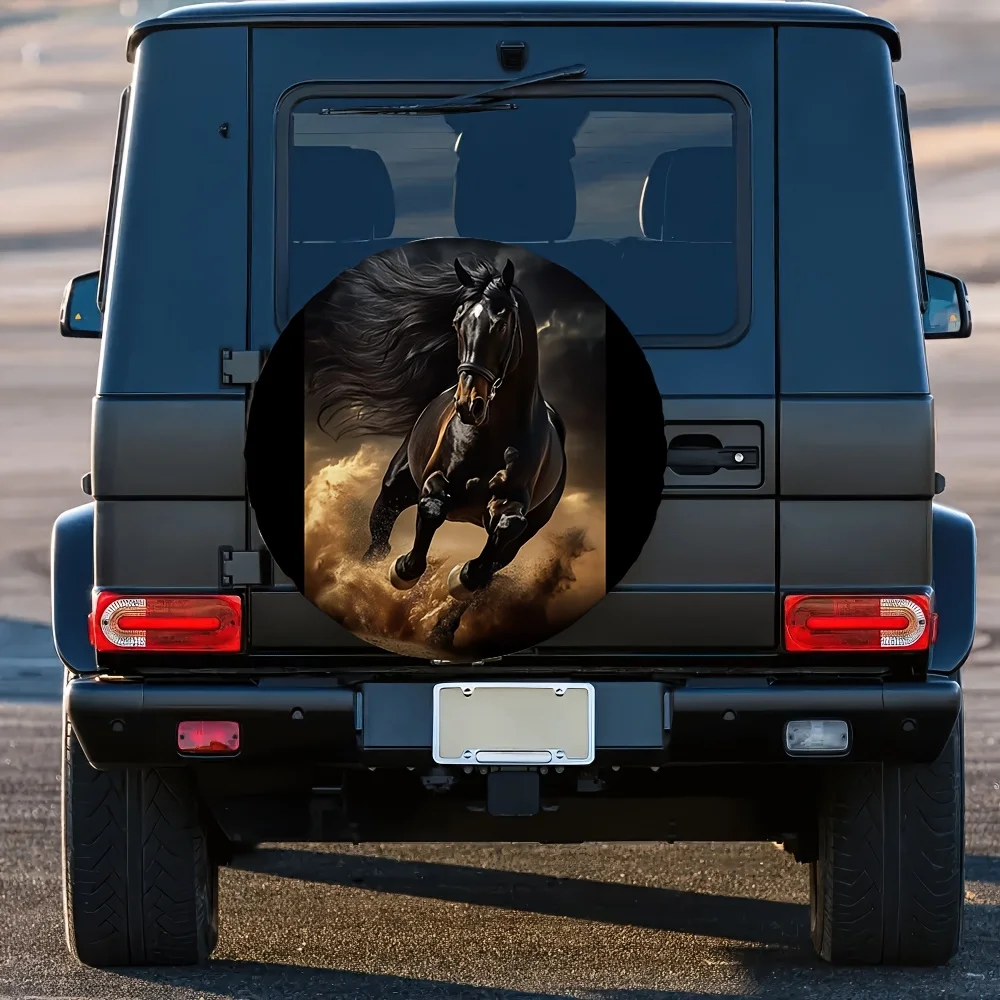 1pc Galloping Horse Tire Cover - Durable Fabric, Easy To Carry & Install, No Electricity Needed, Fit For All Vehicles, Auto Acce