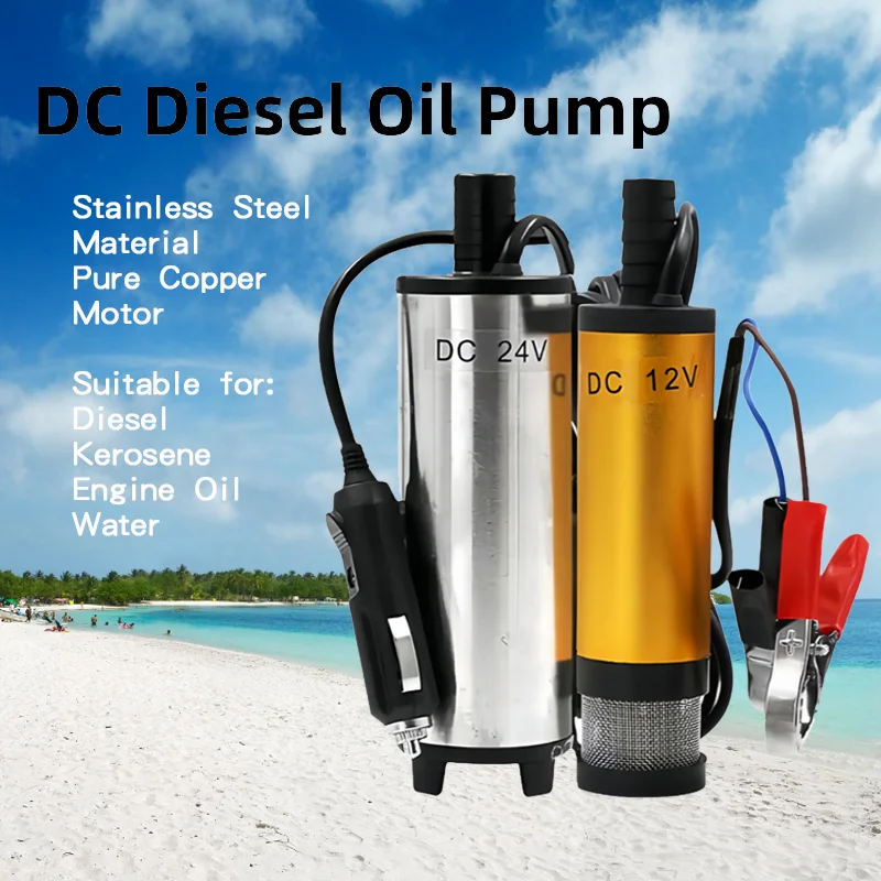 

Portable 12V/24V DC Submersible Oil Pump，High Flow Rate Fuel Transfer Pump Copper Motor Leak-Proof for Diesel Water Oil