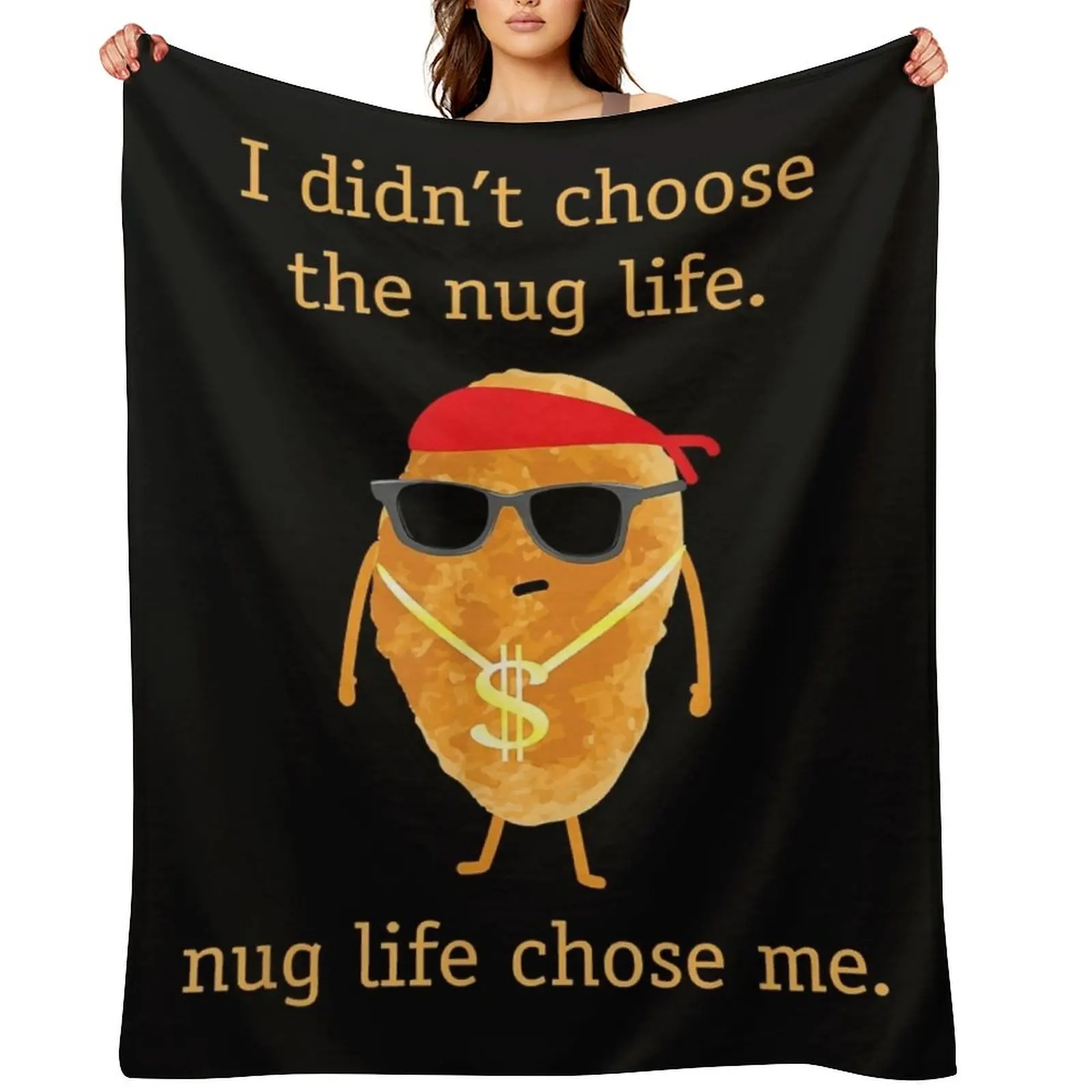 

Funny Nugget Shirt, Nug Life, Chicken Nugget Throw Blanket Single christmas gifts anime Winter beds Blankets