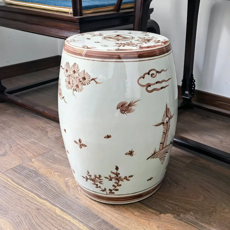 Jingdezhen Ceramic stool New Chinese Drum Stand Hand-painted Ancient Pastel Figures Ladies Picture Sitting On Pier Balcony stool