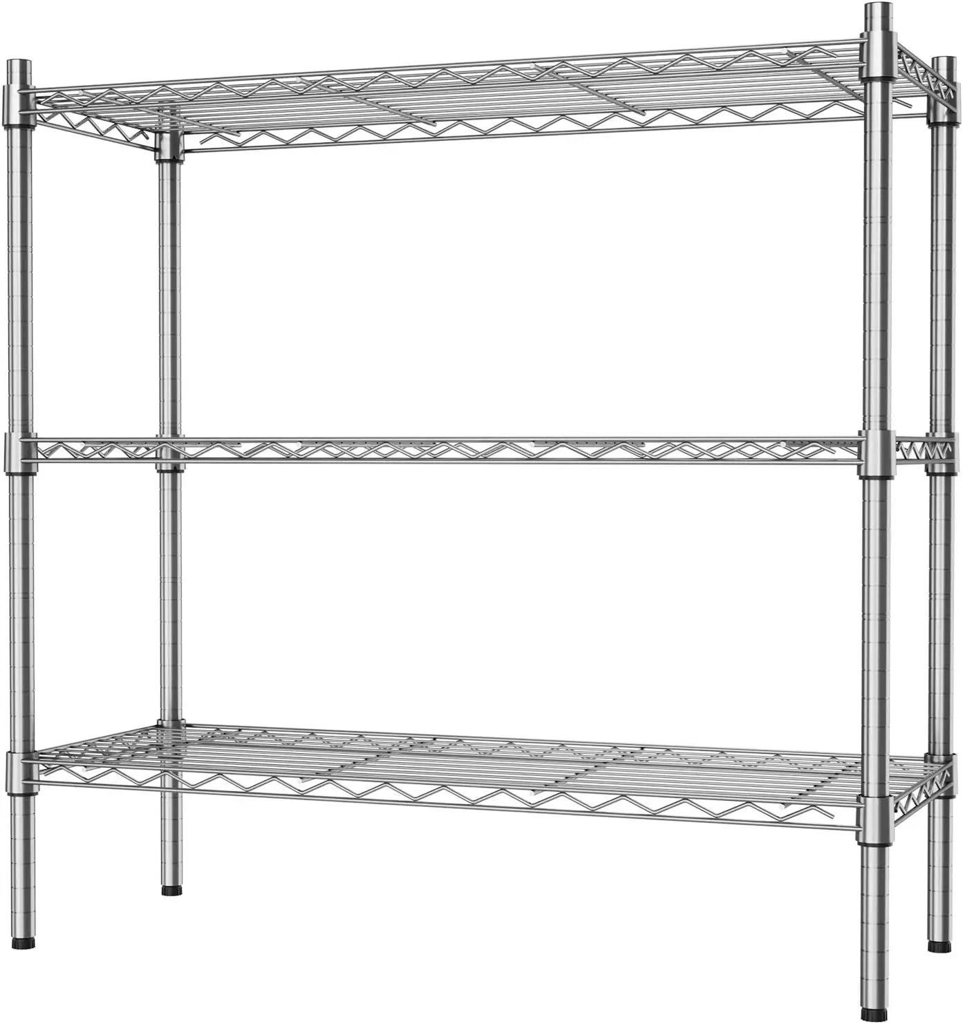 

3-Tier Heavy Duty Adjustable Wire Shelving Unit, Chrome Storage Rack, 750 lbs Capacity