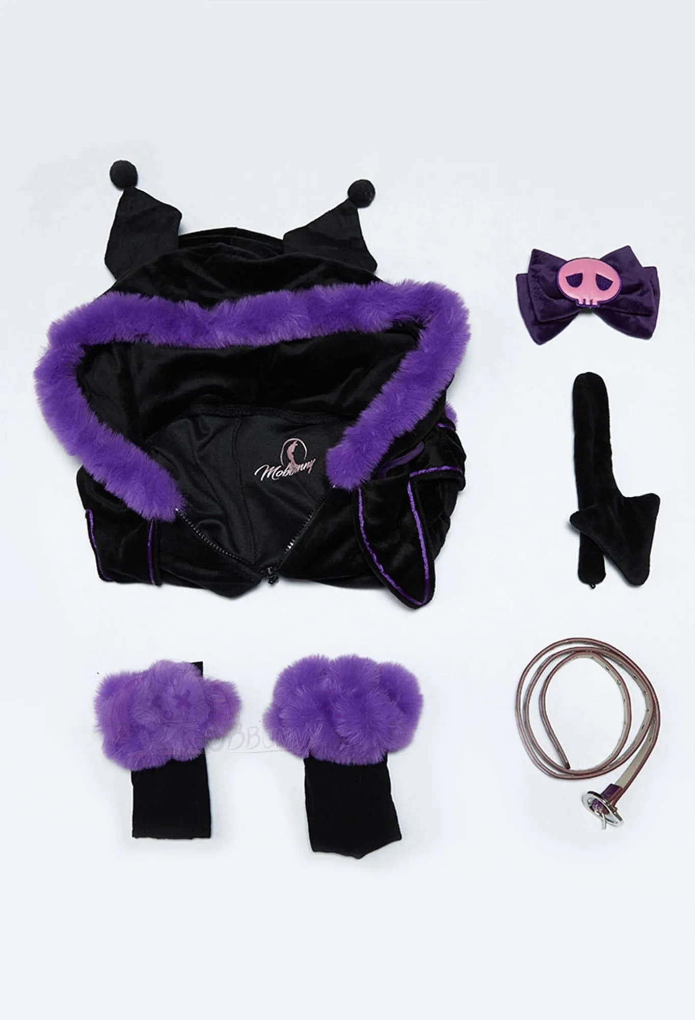 الأرجواني الشيطان تأثيري حلي وذيل المرأة مثير مقنعين ارتداءها الذيل الجوارب مجموعة الأرنب فتاة الكرتون أفخم منامة Kawaii بذلة